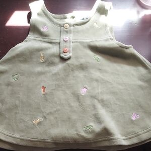 Le Top Olive Green Embroidered Sleeveless Dress with Pastel Accents
